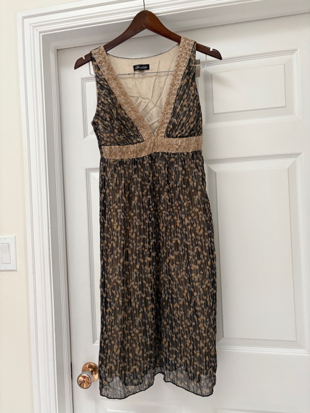 Roulette Black and Brown Patterned Midi Dress ladies size 4